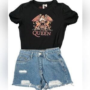 Forever 21 Distressed Blue Jean Shorts